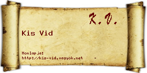 Kis Vid névjegykártya